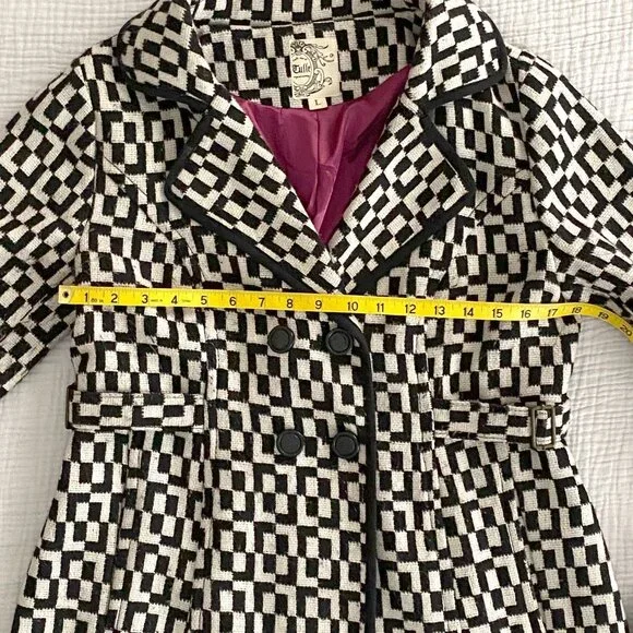 Tulle Checked Black and White Coat (Sz. L) - Picture 8 of 11